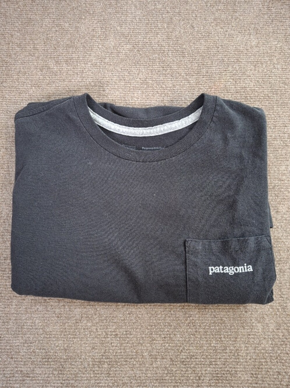 Patagonia Regular Fit Black Short Sleeve Tee Shirt Graphic Pocket Size Medium